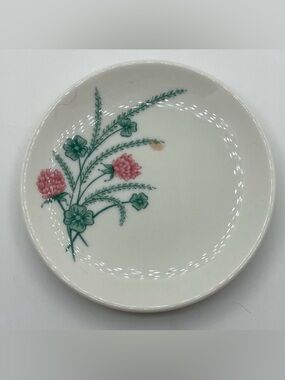 Vintage kitchen Walker China vitrified 4.25” butter pat plate floral Bedford oh
